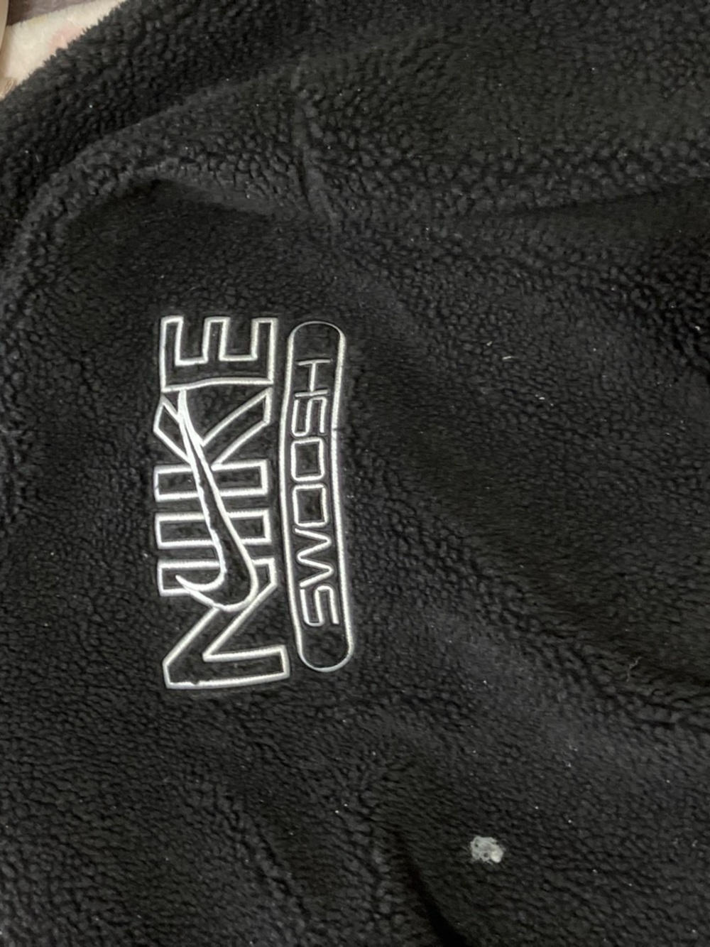 Nike Black Sherpa Fleece Jacket with White Embroidered Swoosh